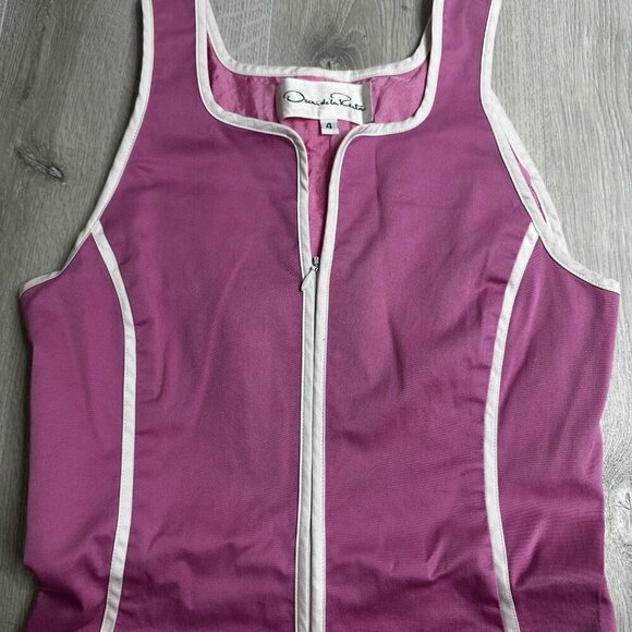 Vtg Oscar De La Renta Shift Dress Sz 4 Pink Sleeveless Colorblock Old Money - Picture 2 of 10
